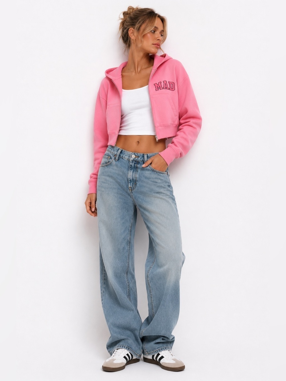 Madhappy Gap Pink Cropped Zip Hoodie XS NWT Athleisure